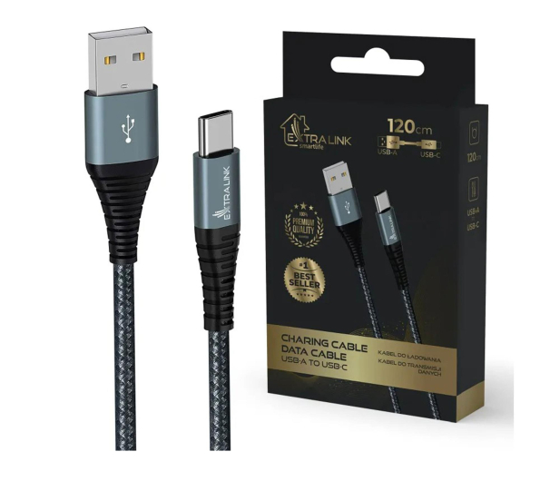 ExtraLink Smart Life USB-A - USB-C 1,2m Czarny - 1550951 - zdjęcie 2